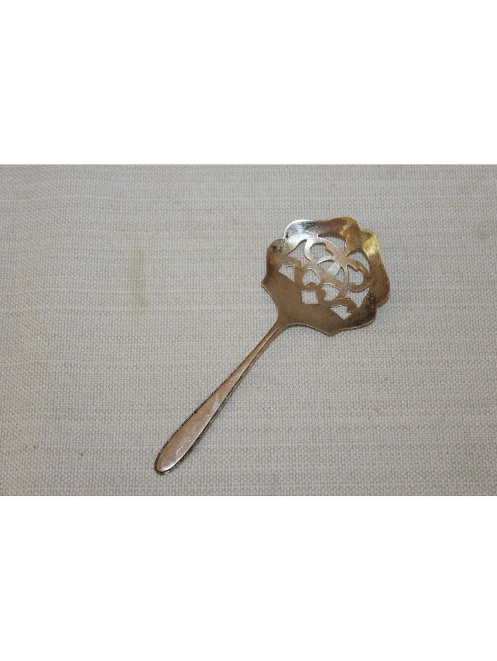 Vintage Manchester Sterling Silver Bon Bon Nut Spoon Pierced Serving Spoon